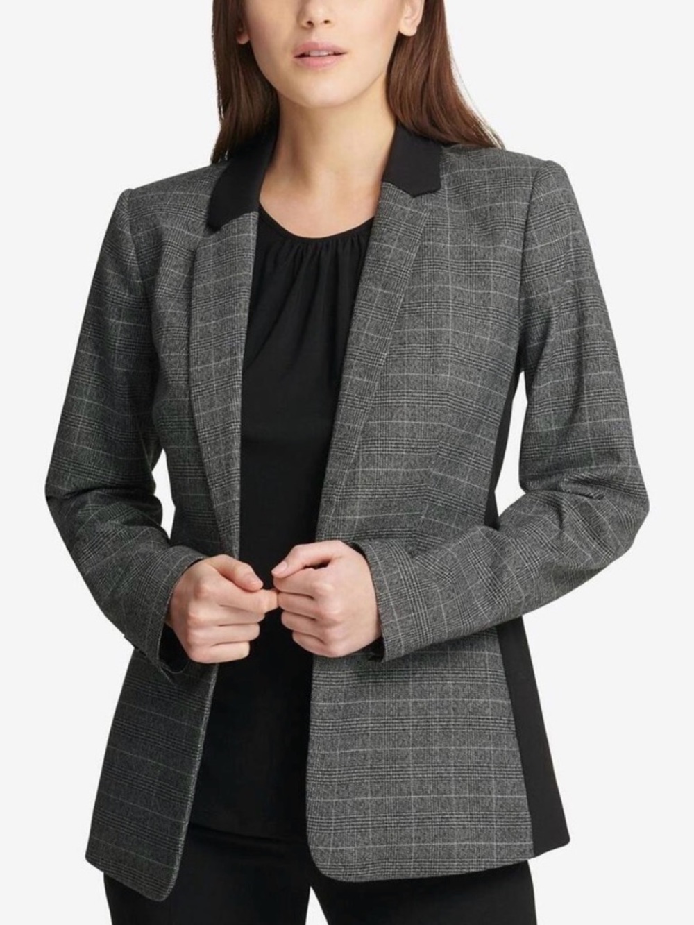 DKNY Gray Checkered Blazer